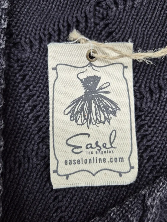 Easel cable knit cardigan sweater women's small ash gray burnout horn buttons - Picture 8 of 12